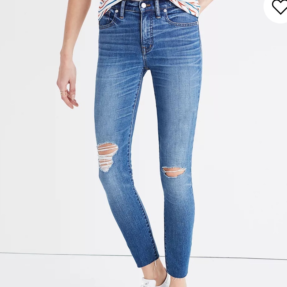 Madewell 9” High-Rise Skinny Skinny Crop Distressed and Raw Hems Bruce Wash 26